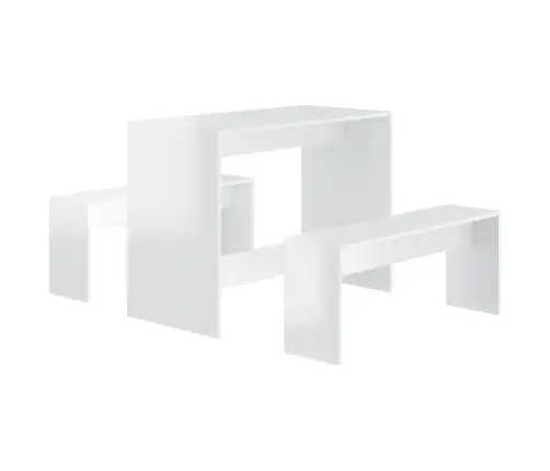 Valgomojo Baldų Komplektas, 3 Dalių, Baltas, Apdirbta Mediena