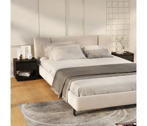 Naktsskapīši, 2 Gab., Melni, 45X34X44 Cm, Inženierijas Koks Vidaxl