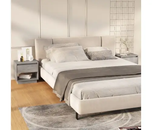 Naktsskapīši, 2 Gab., Pelēki, 45X34X44 Cm, Inženierijas Koks Vidaxl