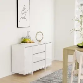 Puhvetkapp 3 Sahtliga, Kõrgläikega Must 120X41X75 cm Tehispuit