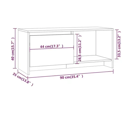 Telerikapp, Valge, 90 X 35 X 40 cm Puitlaastplaat
