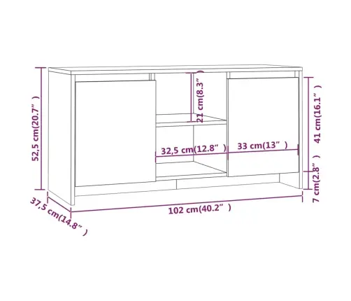 Telerikapp, Sonoma Tamm, 102X37,5X52,5 cm Tehispuit Telerikapp, Sonoma Tamm, 102X37,5X52,5 cm Tehispuit