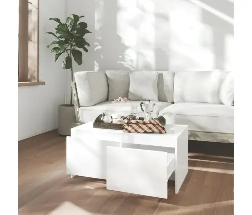 Kafijas Galdiņš, Spīdīgi Balts, 90X50X41,5Cm, Inženierijas Koks Vidaxl