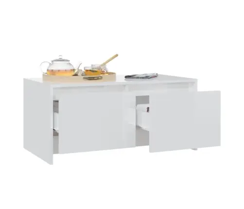 Kafijas Galdiņš, Spīdīgi Balts, 90X50X41,5Cm, Inženierijas Koks Vidaxl