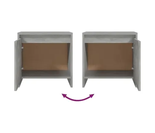 Naktsskapīši, 2 Gab., Pelēki, 45X34X44,5 Cm, Inženierijas Koks Vidaxl