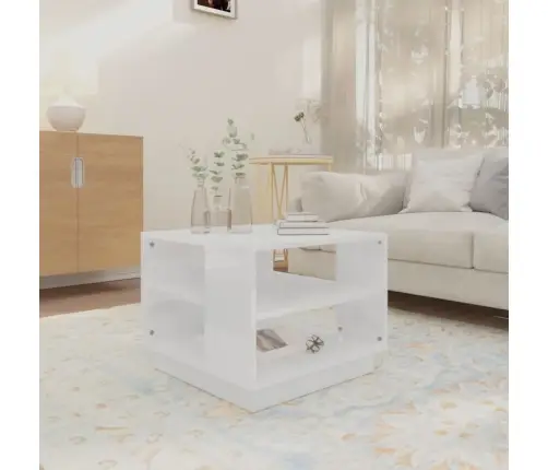 Kafijas Galdiņš, Spīdīgi Balts, 55X55X43 Cm, Inženierijas Koks Vidaxl