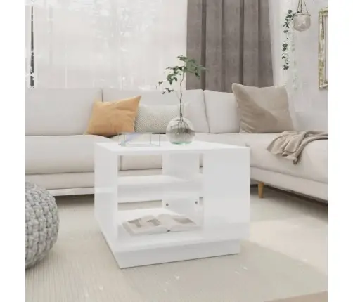 Kafijas Galdiņš, Spīdīgi Balts, 55X55X43 Cm, Inženierijas Koks Vidaxl