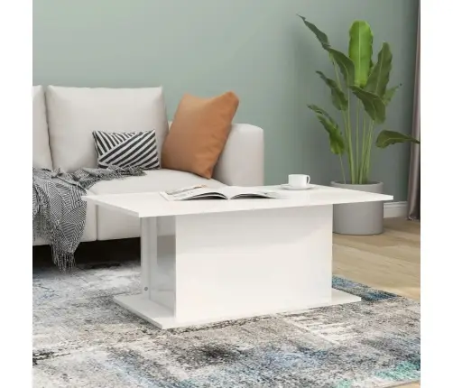 Kohvilaud, Kõrgläikega Valge, 102X55,5X40 cm Tehispuit