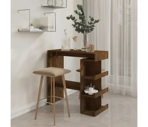 Bāra Galds Ar Plauktu, Kūpināta Ozolkoka Krāsā, 100X50X101,5 Cm Vidaxl