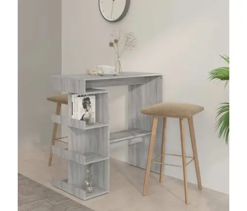 Bāra Galds Ar Plauktu, Pelēka Sonoma Krāsā, 100X50X101,5 Cm Vidaxl