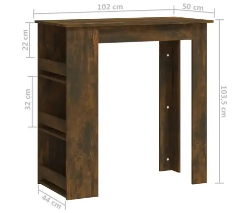 Baarilaud Riiuliga, Suitsutatud Tamm 102X50X103,5 cm Tehispuit