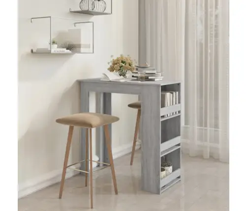 Bāra Galds Ar Plauktu Pelēcīgs 102X50X103,5Cm Inženierijas Koks Vidaxl