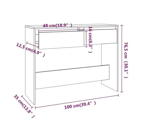Konsoollaud, Suitsutatud Tamm, 100X35X76,5 cm Tehispuit