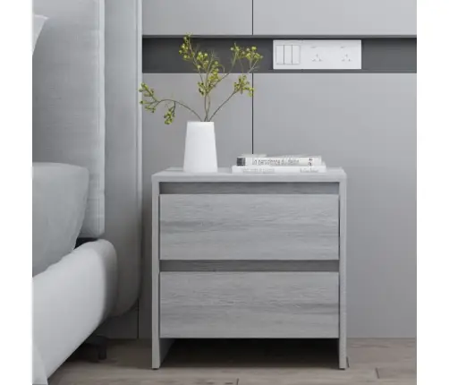 Naktsskapīši 2 Gab., Pelēki, 45X34,5X44,5Cm Inženierijas Koks Vidaxl