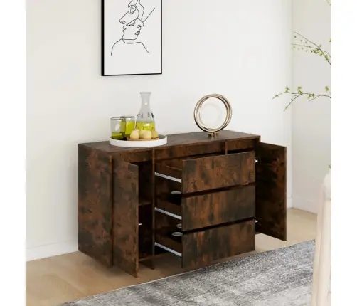 Šoninė Spintelė Su 3 Stalčiais, Dūminė Ąžuolo, 120X41X75cm Mdp