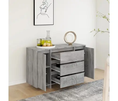 Puhvetkapp 3 Sahtliga, Hall Sonoma Tamm, Puitlaastplaat