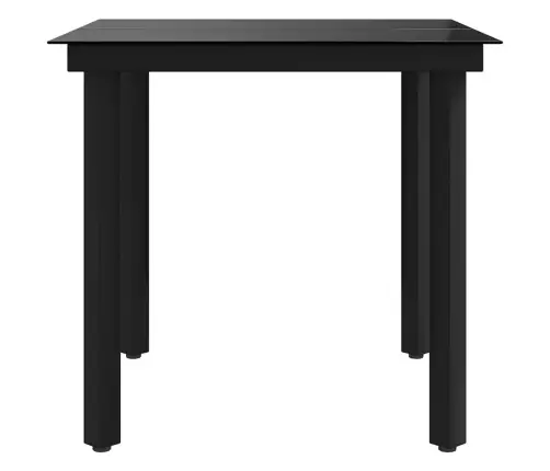 Dārza Galds, Melns, 80X80X74 Cm, Tērauds Un Stikls Vidaxl