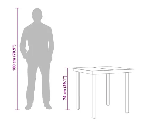 Dārza Galds, Melns, 80X80X74 Cm, Tērauds Un Stikls Vidaxl