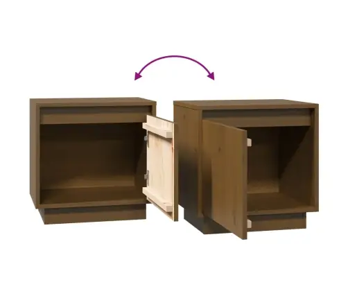 Naktsgaldiņi, 2 Gab, Medus Brūni, 40X30X40 Cm, Priedes Koks Vidaxl