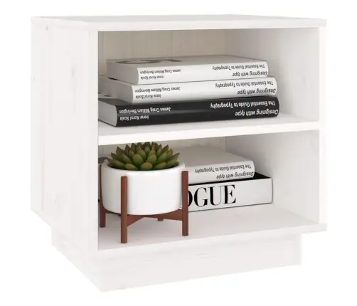 Naktinė Spintelė, Balta, 40X34X40cm Pušies Medienos Masyvas