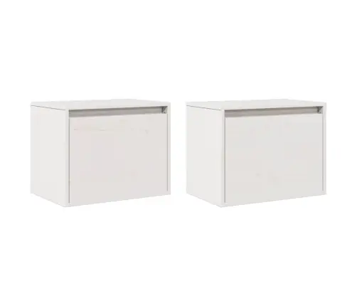 Seinakapid 2 Tk, Valge 45 X 30 X 35 cm Männipuit