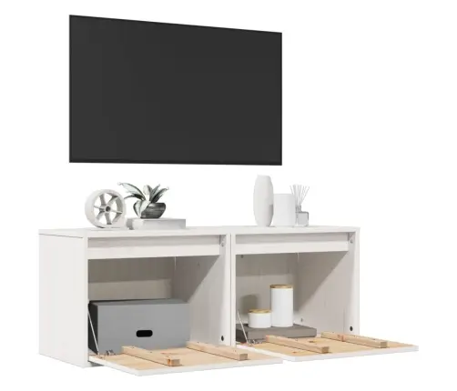Seinakapid 2 Tk, Valge 45 X 30 X 35 cm Männipuit