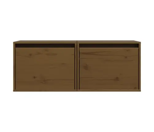 Sieninės Spintelės, 2Vnt., Medaus Rudos, 45X30X35cm Pušis Sieninės Spintelės, 2Vnt., Medaus Rudos, 45X30X35cm Pušis