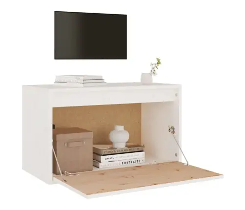 Sieninė Spintelė, Balta, 60X30X35cm Pušies Medienos Masyvas