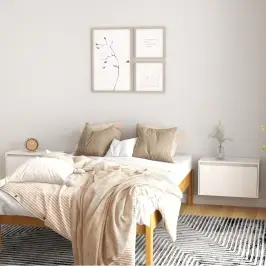 Seinakapid 2 Tk, Valge 60X30X35 cm Männipuit