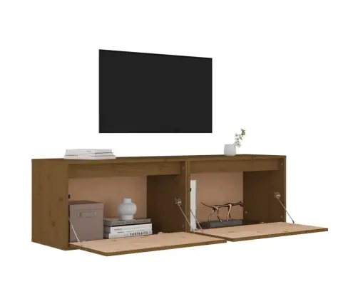 Sienas Skapīši, 2 Gab., Brūni, 60X30X35 Cm, Priedes Masīvkoks Vidaxl