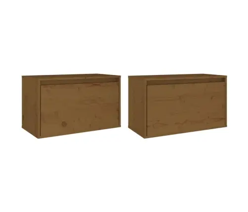 Sienas Skapīši, 2 Gab., Brūni, 60X30X35 Cm, Priedes Masīvkoks Vidaxl