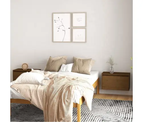 Sienas Skapīši, 2 Gab., Brūni, 60X30X35 Cm, Priedes Masīvkoks Vidaxl