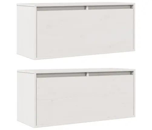 Sienas Skapīši, 2 Gab., Balti, 80X30X35 Cm, Priedes Masīvkoks Vidaxl