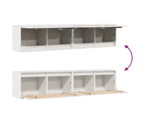 Sienas Skapīši, 2 Gab., Balti, 80X30X35 Cm, Priedes Masīvkoks Vidaxl