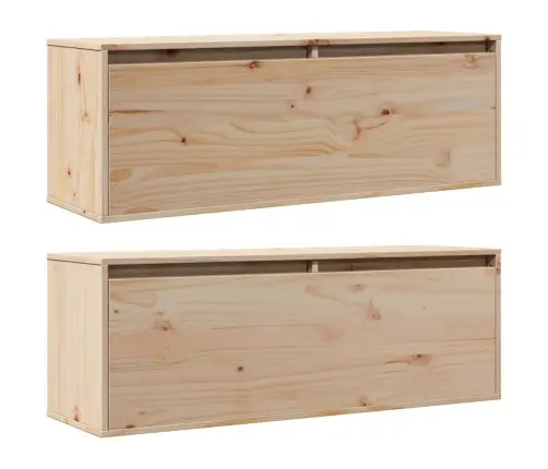 Sienas Skapīši, 2 Gab., 100X30X35 Cm, Priedes Masīvkoks Vidaxl