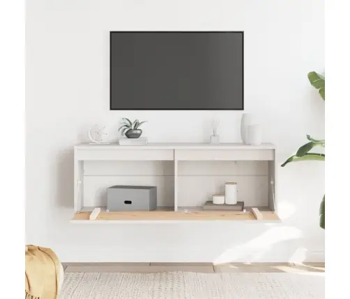 Sienas Skapītis, Balts, 100X30X35 Cm, Priedes Masīvkoks Vidaxl