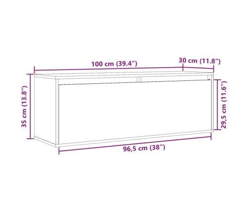 Sienas Skapītis, Balts, 100X30X35 Cm, Priedes Masīvkoks Vidaxl