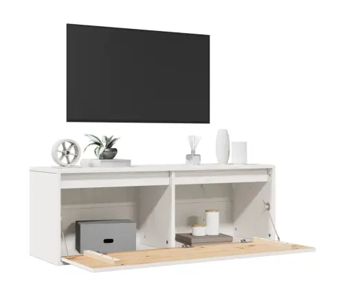 Sienas Skapītis, Balts, 100X30X35 Cm, Priedes Masīvkoks Vidaxl