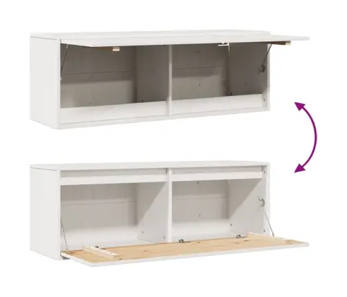 Sienas Skapītis, Balts, 100X30X35 Cm, Priedes Masīvkoks Vidaxl