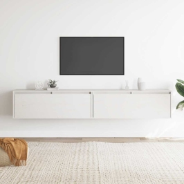 Sienas Skapīši, 2 Gab., Balti, 100X30X35 Cm, Priedes Masīvkoks Vidaxl