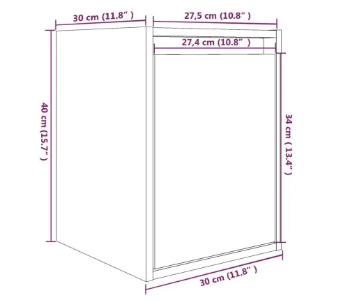 Sieninė Spintelė, Balta, 30X30X40cm Pušies Masyvas