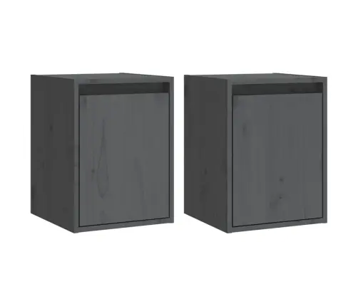 Sieninės Spintelės, 2Vnt., Pilkos, 30X30X40cm Pušies Masyvas