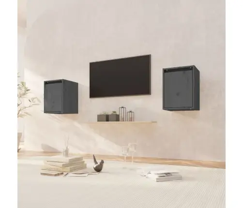 Sieninės Spintelės, 2Vnt., Pilkos, 30X30X40cm Pušies Masyvas