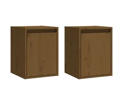 Sienas Skapīši, 2 Gab., Brūni, 30X30X40 Cm, Priedes Masīvkoks Vidaxl