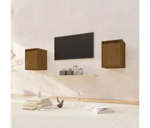 Sienas Skapīši, 2 Gab., Brūni, 30X30X40 Cm, Priedes Masīvkoks Vidaxl