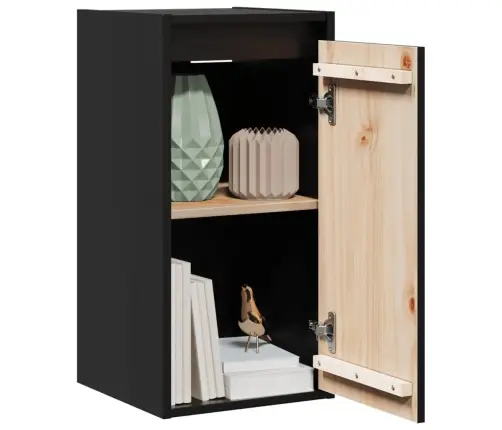 Sienas Skapīši, 2 Gab., Melni, 30X30X60 Cm, Priedes Masīvkoks Vidaxl