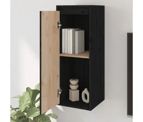 Sieninės Spintelės, 2Vnt., Juodos, 30X30X80cm Pušies Masyvas