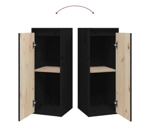 Sieninės Spintelės, 2Vnt., Juodos, 30X30X80cm Pušies Masyvas