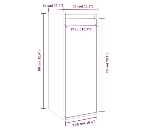Sieninės Spintelės, 2Vnt., Juodos, 30X30X80cm Pušies Masyvas