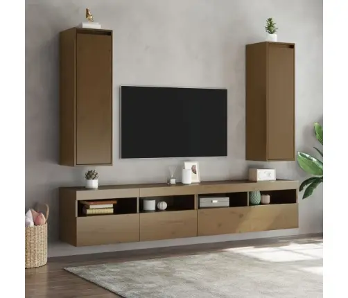 Sienas Skapīši, 2 Gab., Brūni, 30X30X100 Cm, Priedes Masīvkoks Vidaxl